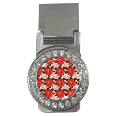 Poinsettia Pattern Seamless Pattern Christmas Xmas Money Clips (cz) 