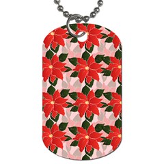 Poinsettia Pattern Seamless Pattern Christmas Xmas Dog Tag (one Side)