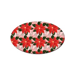 Poinsettia Pattern Seamless Pattern Christmas Xmas Sticker Oval (10 Pack)