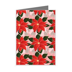 Poinsettia Pattern Seamless Pattern Christmas Xmas Mini Greeting Card