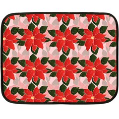 Poinsettia Pattern Seamless Pattern Christmas Xmas Two Sides Fleece Blanket (mini)