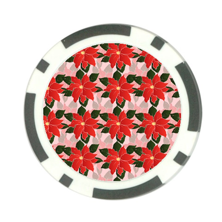 Poinsettia Pattern Seamless Pattern Christmas Xmas Poker Chip Card Guard (10 pack)