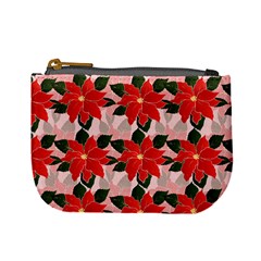 Poinsettia Pattern Seamless Pattern Christmas Xmas Mini Coin Purse