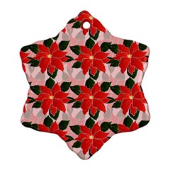 Poinsettia Pattern Seamless Pattern Christmas Xmas Ornament (snowflake)