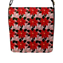 Poinsettia Pattern Seamless Pattern Christmas Xmas Flap Closure Messenger Bag (l)