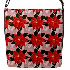 Poinsettia Pattern Seamless Pattern Christmas Xmas Flap Closure Messenger Bag (s)