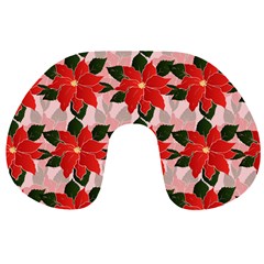 Poinsettia Pattern Seamless Pattern Christmas Xmas Travel Neck Pillow