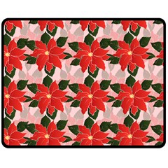 Poinsettia Pattern Seamless Pattern Christmas Xmas Two Sides Fleece Blanket (medium)