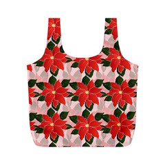 Poinsettia Pattern Seamless Pattern Christmas Xmas Full Print Recycle Bag (m)