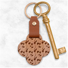 Poinsettia Pattern Seamless Pattern Christmas Xmas Engraved Wood Keychain