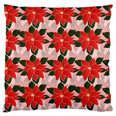 Poinsettia Pattern Seamless Pattern Christmas Xmas Large Premium Plush Fleece Cushion Case (one Side) by Paksenen