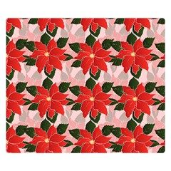 Poinsettia Pattern Seamless Pattern Christmas Xmas Two Sides Premium Plush Fleece Blanket (kids Size)