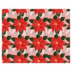 Poinsettia Pattern Seamless Pattern Christmas Xmas Premium Plush Fleece Blanket (medium) by Paksenen