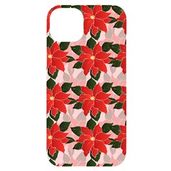 Poinsettia Pattern Seamless Pattern Christmas Xmas Iphone 14 Plus Black Uv Print Case