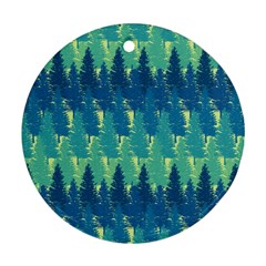 Christmas Trees Pattern Digital Paper Seamless Round Ornament (two Sides)