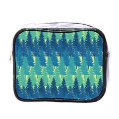 Christmas Trees Pattern Digital Paper Seamless Mini Toiletries Bag (one Side)