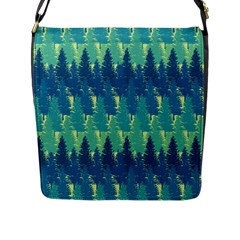 Christmas Trees Pattern Digital Paper Seamless Flap Closure Messenger Bag (l)