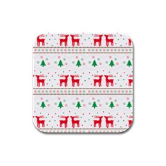 Red Green And Blue Christmas Themed Illustration Rubber Square Coaster (4 Pack)