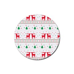 Red Green And Blue Christmas Themed Illustration Rubber Round Coaster (4 Pack)