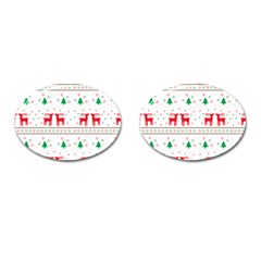 Red Green And Blue Christmas Themed Illustration Cufflinks (oval) by Paksenen