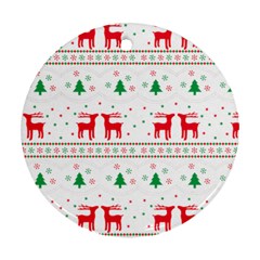 Red Green And Blue Christmas Themed Illustration Round Ornament (two Sides)