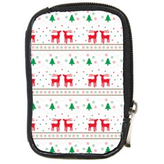 Red Green And Blue Christmas Themed Illustration Compact Camera Leather Case by Paksenen