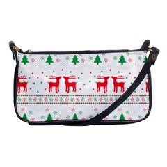 Red Green And Blue Christmas Themed Illustration Shoulder Clutch Bag