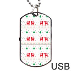 Red Green And Blue Christmas Themed Illustration Dog Tag Usb Flash (two Sides)