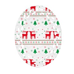 Red Green And Blue Christmas Themed Illustration Oval Filigree Ornament (two Sides)