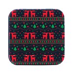 Red Green And Blue Christmas Themed Illustration Square Metal Box (Black) Front