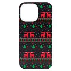 Red Green And Blue Christmas Themed Illustration Iphone 14 Pro Max Black Uv Print Case by Paksenen