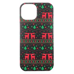 Red Green And Blue Christmas Themed Illustration Iphone 15 Black Uv Print Pc Hardshell Case by Paksenen