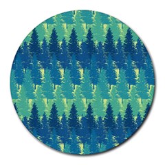 Christmas Trees Pattern Digital Paper Seamless Round Mousepad by Paksenen