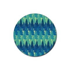 Christmas Trees Pattern Digital Paper Seamless Rubber Coaster (round) by Paksenen