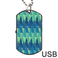 Christmas Trees Pattern Digital Paper Seamless Dog Tag Usb Flash (two Sides)