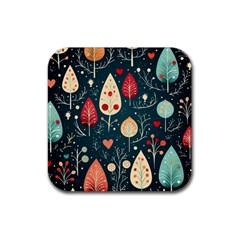 Christmas Tree Pattern Rubber Coaster (square)