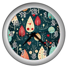 Christmas Tree Pattern Wall Clock (silver)