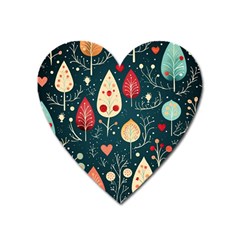 Christmas Tree Pattern Heart Magnet