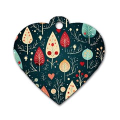 Christmas Tree Pattern Dog Tag Heart (one Side)