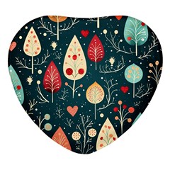 Christmas Tree Pattern Heart Glass Fridge Magnet (4 Pack)