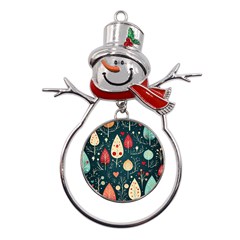 Christmas Tree Pattern Metal Snowman Ornament