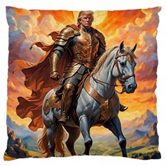 Heroic Trump Warrior In Golden Armor Large Premium Plush Fleece Cushion Case (one Side)