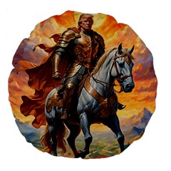 Heroic Trump Warrior In Golden Armor Large 18  Premium Flano Round Cushions by AwesomeSauce