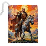 Heroic Trump Warrior in Golden Armor Drawstring Pouch (5XL) Back