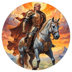 Heroic Trump Warrior In Golden Armor Round Trivet by AwesomeSauce