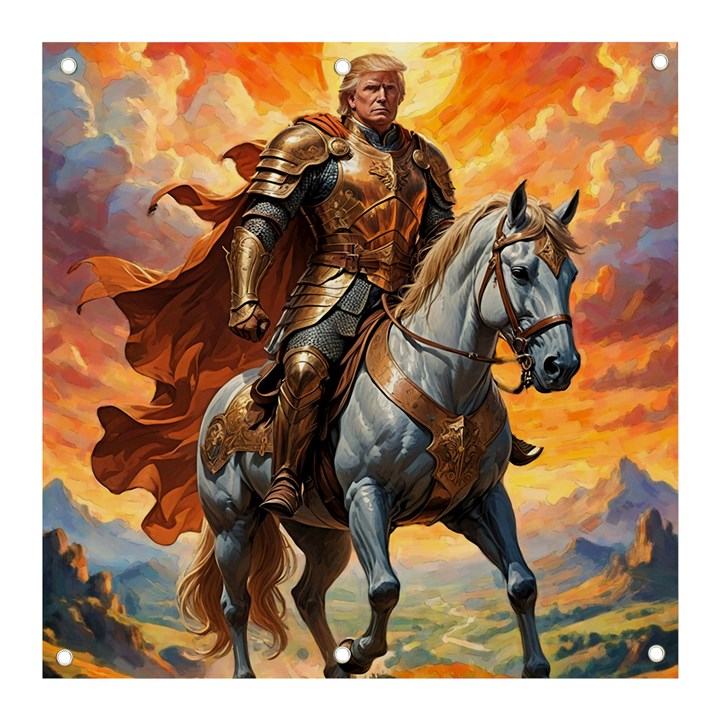 Heroic Trump Warrior in Golden Armor Banner and Sign 3  x 3 