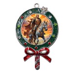 Heroic Trump Warrior in Golden Armor Metal X Mas Lollipop with Crystal Ornament Front