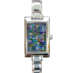 Glitch Chaos Print Rectangle Italian Charm Watch