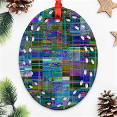 Glitch Chaos Print Oval Filigree Ornament (two Sides)