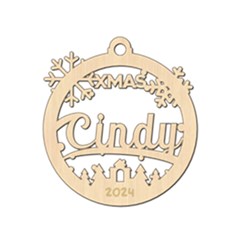 Personalized Snowflake Round Xmas Bubble Wood Ornament